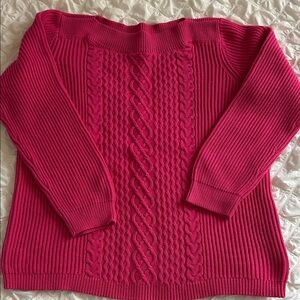 Tommy Hilfiger Fuchsia Cable Knit Turtleneck Sweater